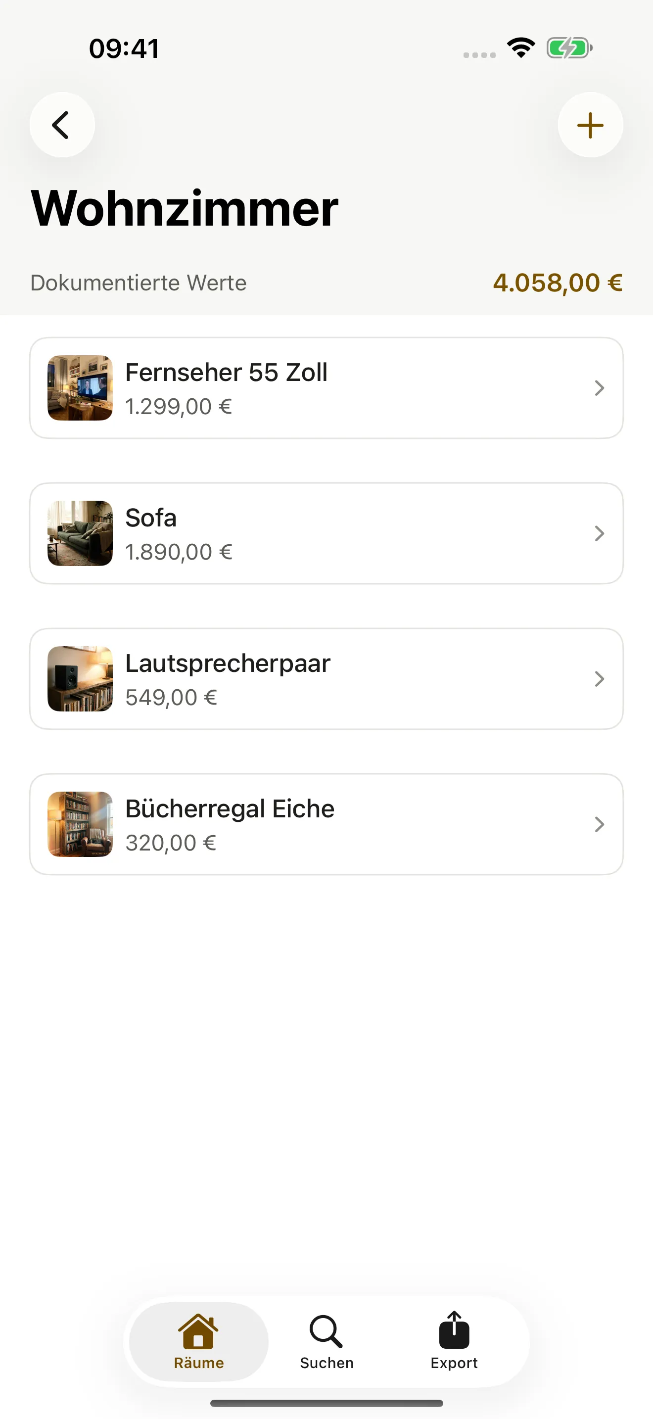 Hausschatz auf dem iPhone: Raum-Detail mit Gegenständen